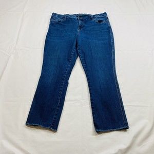 Kut From The Kloth Jeans Womens Size 14W Plus Fray Reese Ankle Straight Leg Blue